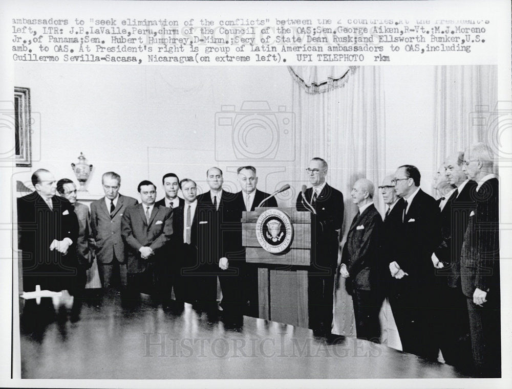 1964 Press Photo President Johnson JF LaValle Senator Geroge Aiken MJ Moreno - Historic Images