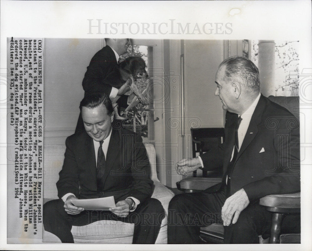 1964 Press Photo Pres Johnson and US Ambassador to Kenya - Historic Images