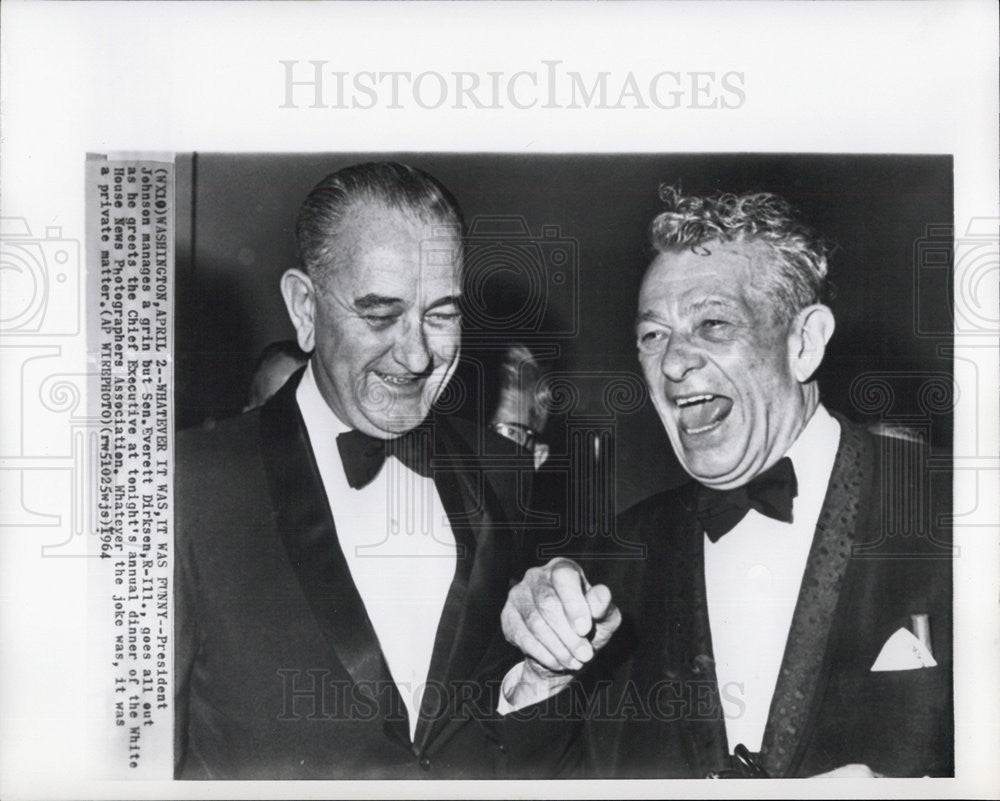 1964 Press Photo Pres Johnson at the News Photography Dinner - Historic Images