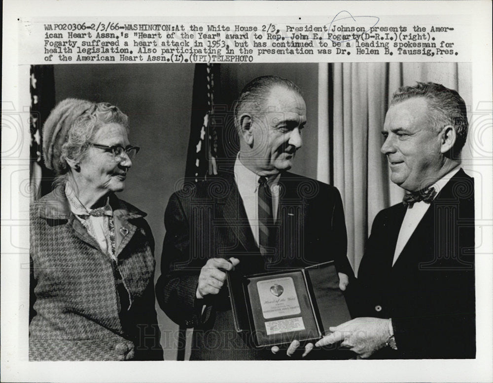 1966 Press Photo Pres Johnson presents award - Historic Images