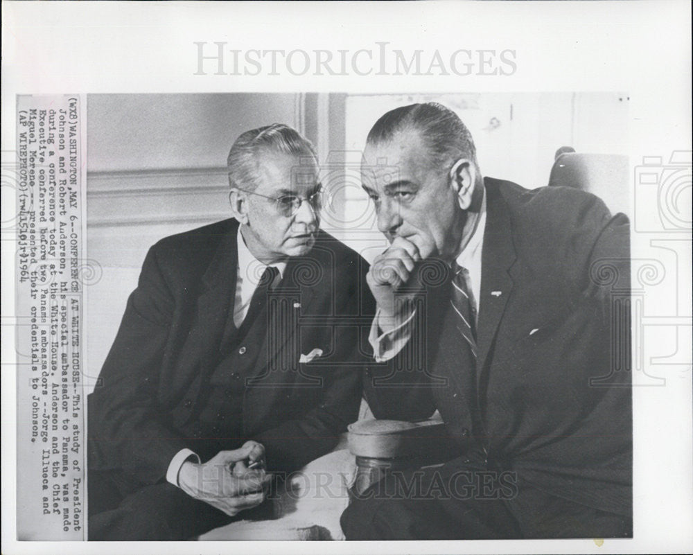 1964 Press Photo President Johnson and Robert Anderson - Historic Images