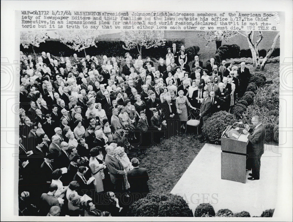 1964 Press Photo President Johnson address American Society of Newspaper Editors - Historic Images