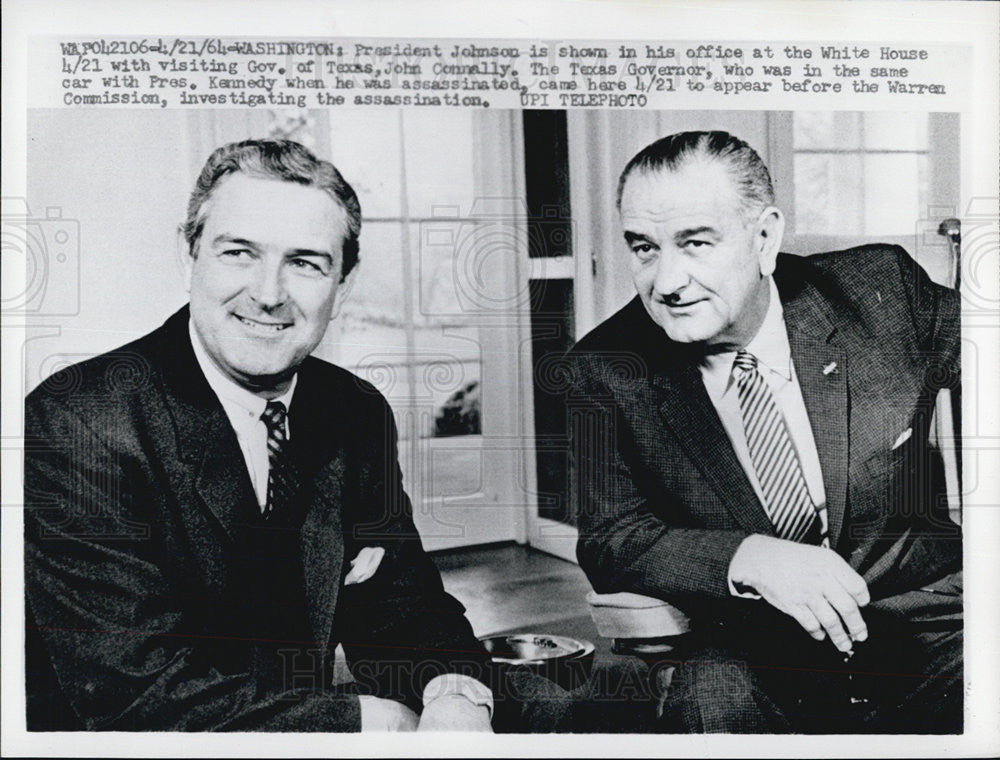 1964 Press Photo President Johnson with Gov. of Texas, John Connally - Historic Images