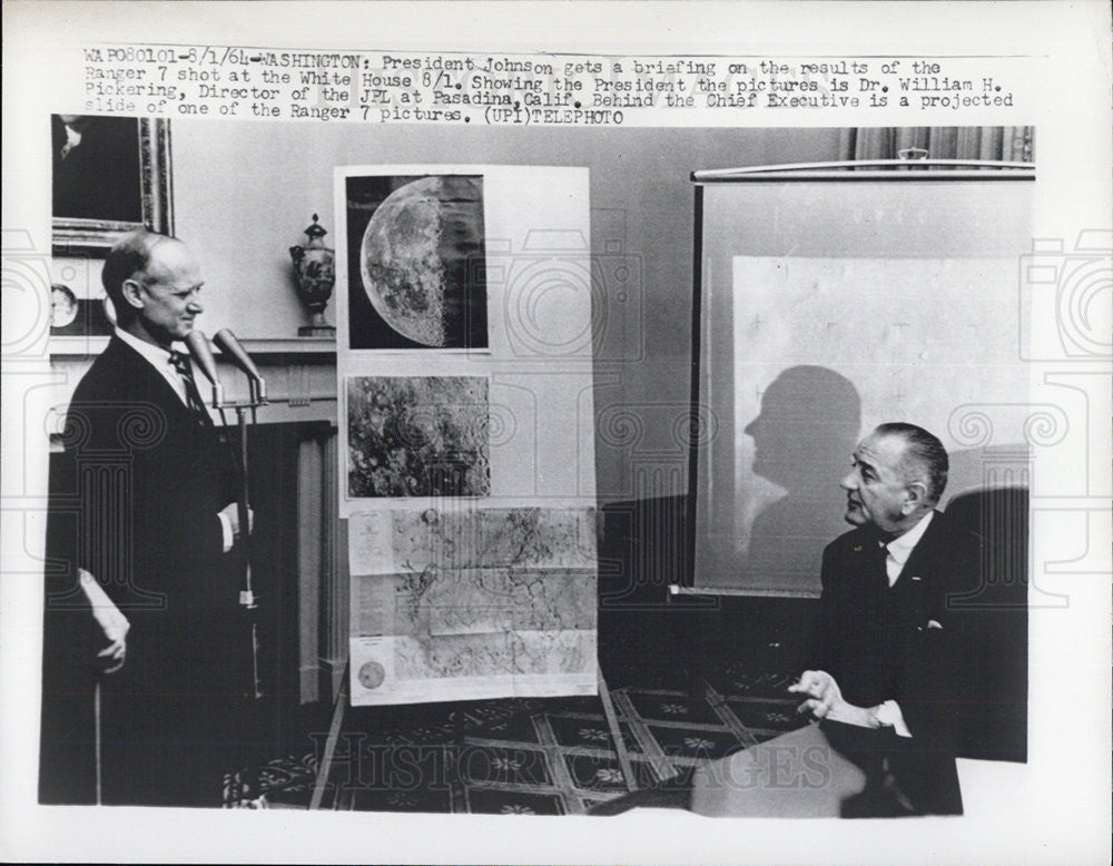 1964 Press Photo President Johnson with Dr. William Pickering - Historic Images