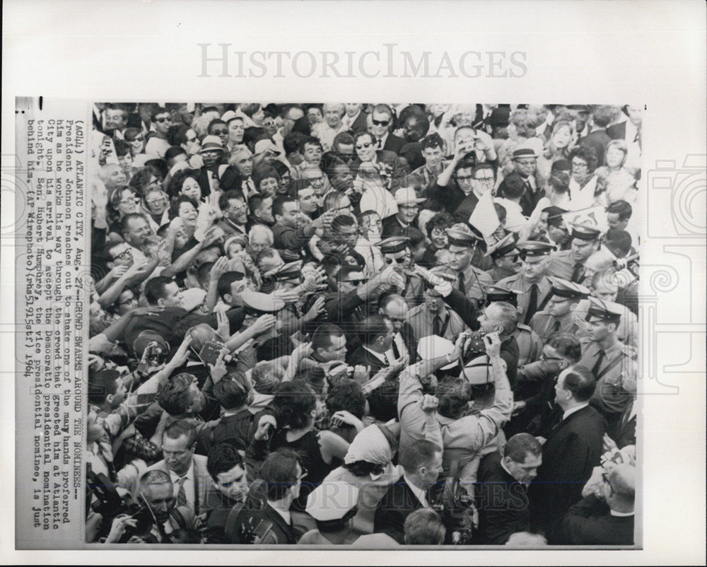 1964 Press Photo President Johnson with Senator Hubert Humphrey - Historic Images