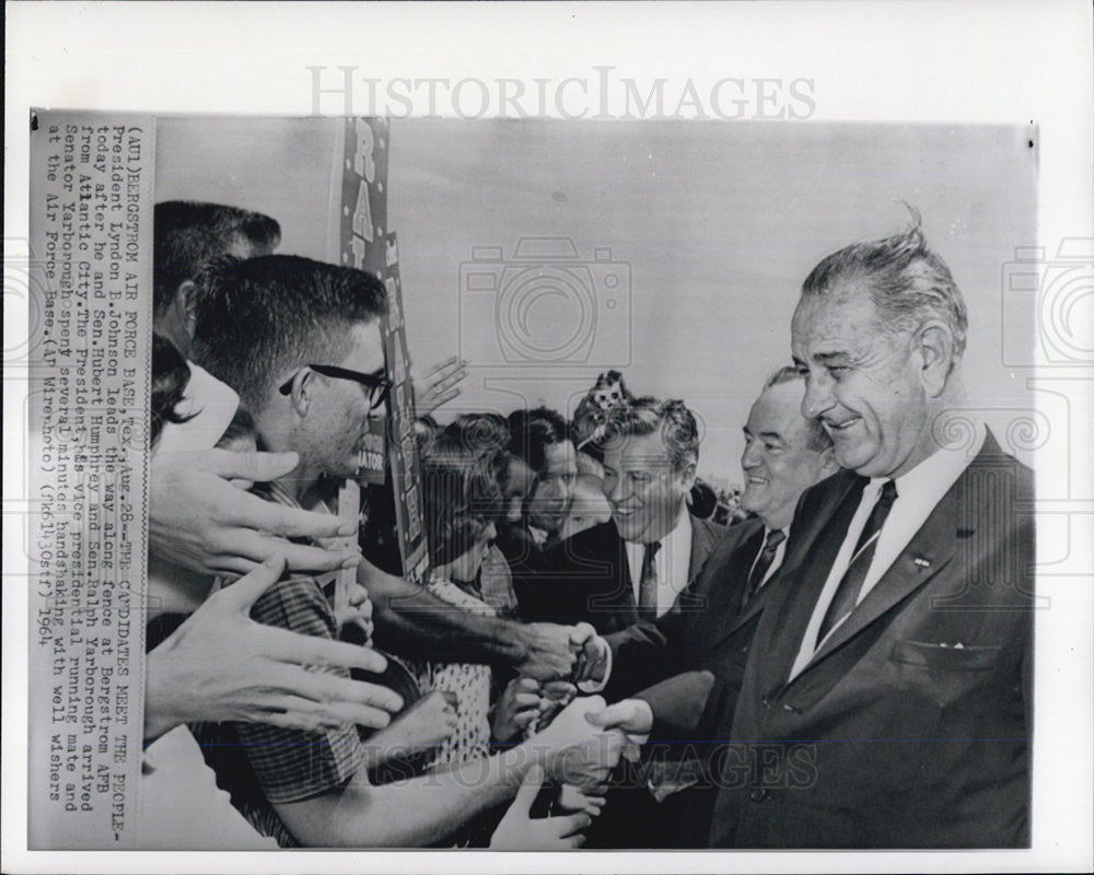 1964 Press Photo President Lyndon B. Johnson &amp; Senator Hubert Humphrey - Historic Images