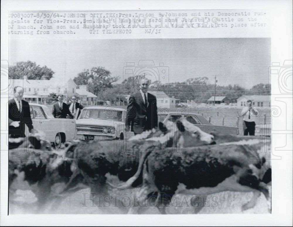 1964 Press Photo Pres. Lyndon B. Johnson and Sen. Hubert Humphrey - Historic Images