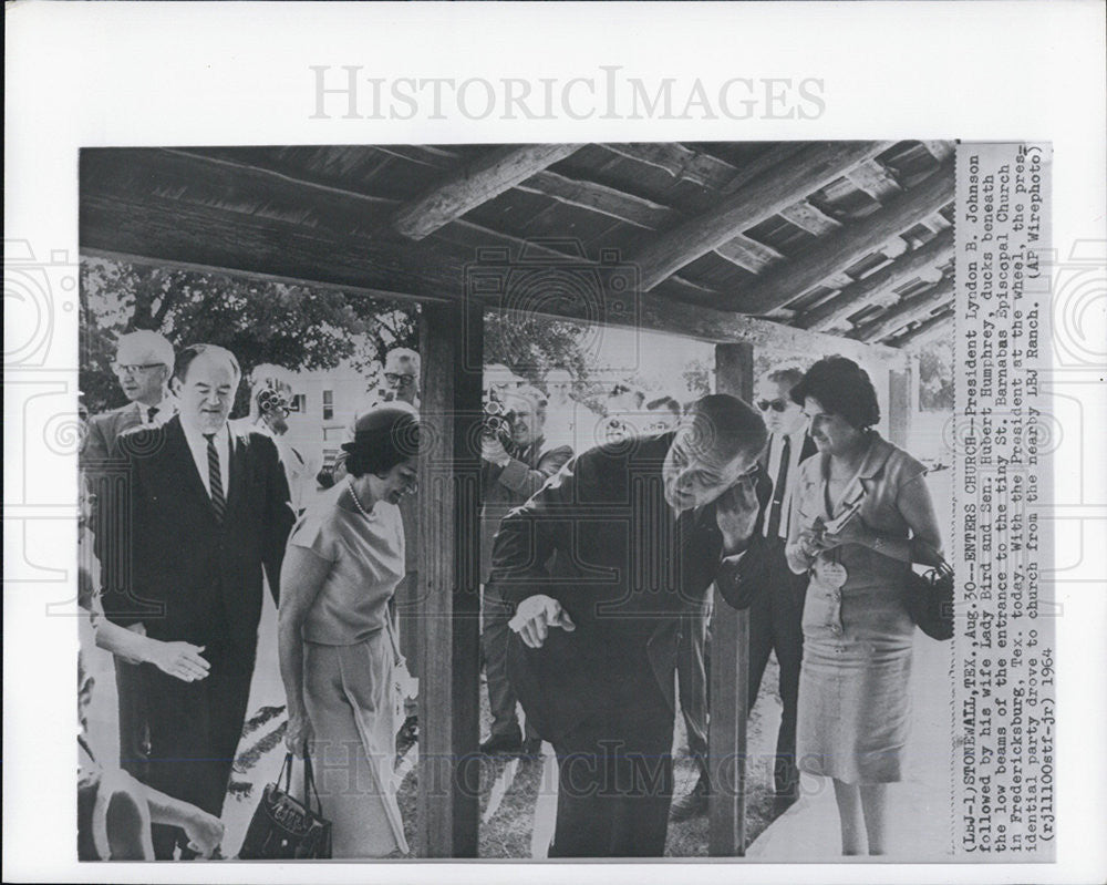 1964 Press Photo Pres.  &amp;  Lady Bird Lyndon B. Johnson &amp; Sen. Hubert Humphrey - Historic Images