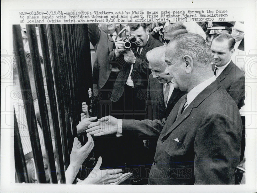 1964 Press Photo President Johnson &amp; Iceland Prime Minister Bjarni Benediktsson - Historic Images