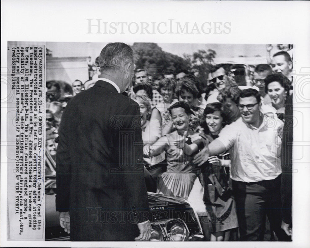 1964 Press Photo President &amp; Mrs. Johnson at luncheon by Sen. Allen Ellender - Historic Images