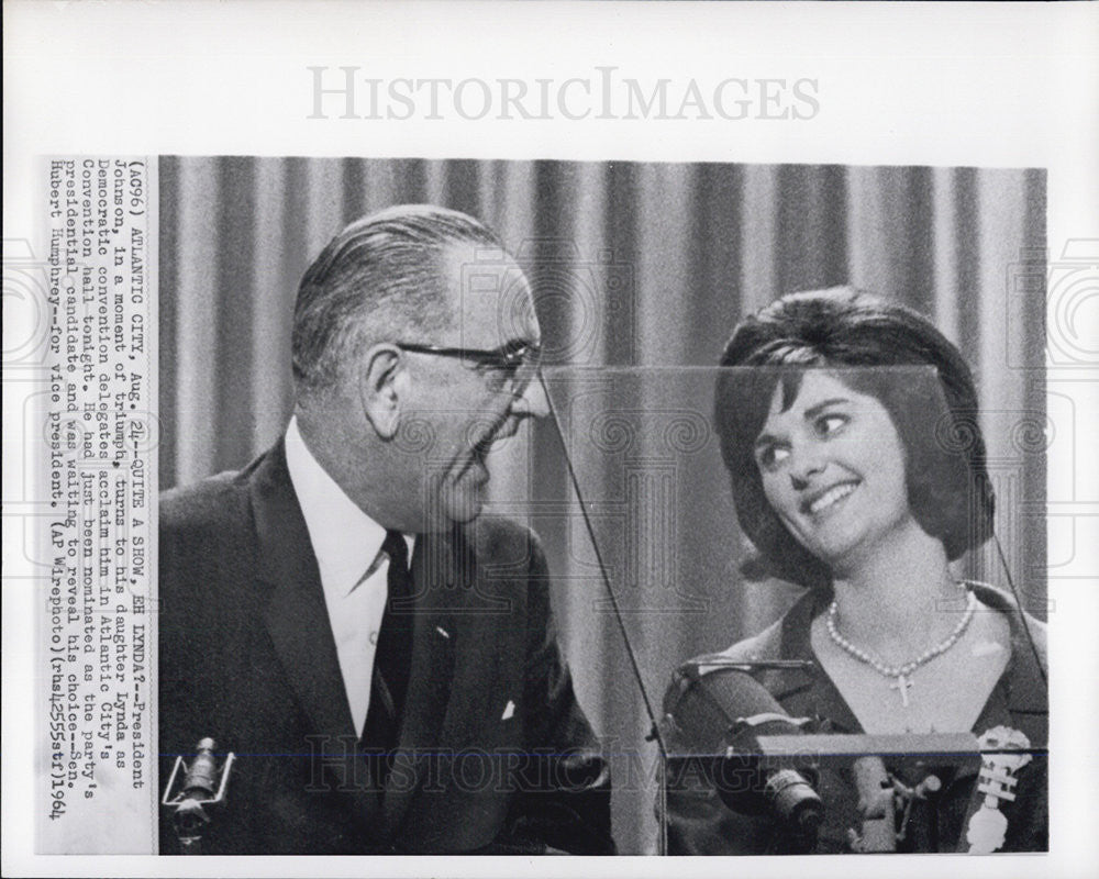 1964 Press Photo President Johnson and daughter Lynda - Historic Images