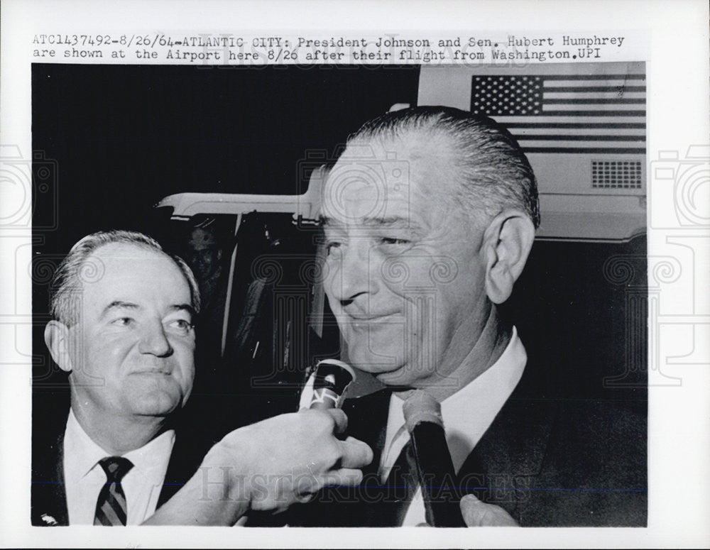 1964 Press Photo President Johnson and Senator Hubert Humphrey - Historic Images