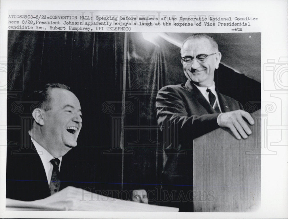 Press Photo President Johnson and Sen. Hubert Humphry - Historic Images