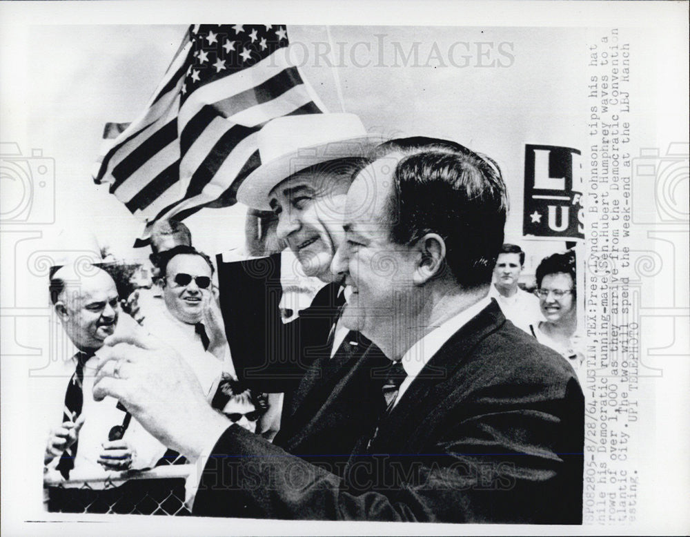 1964 Press Photo President Lyndon B. Johnson and Sen. Hubert Humphrey - Historic Images