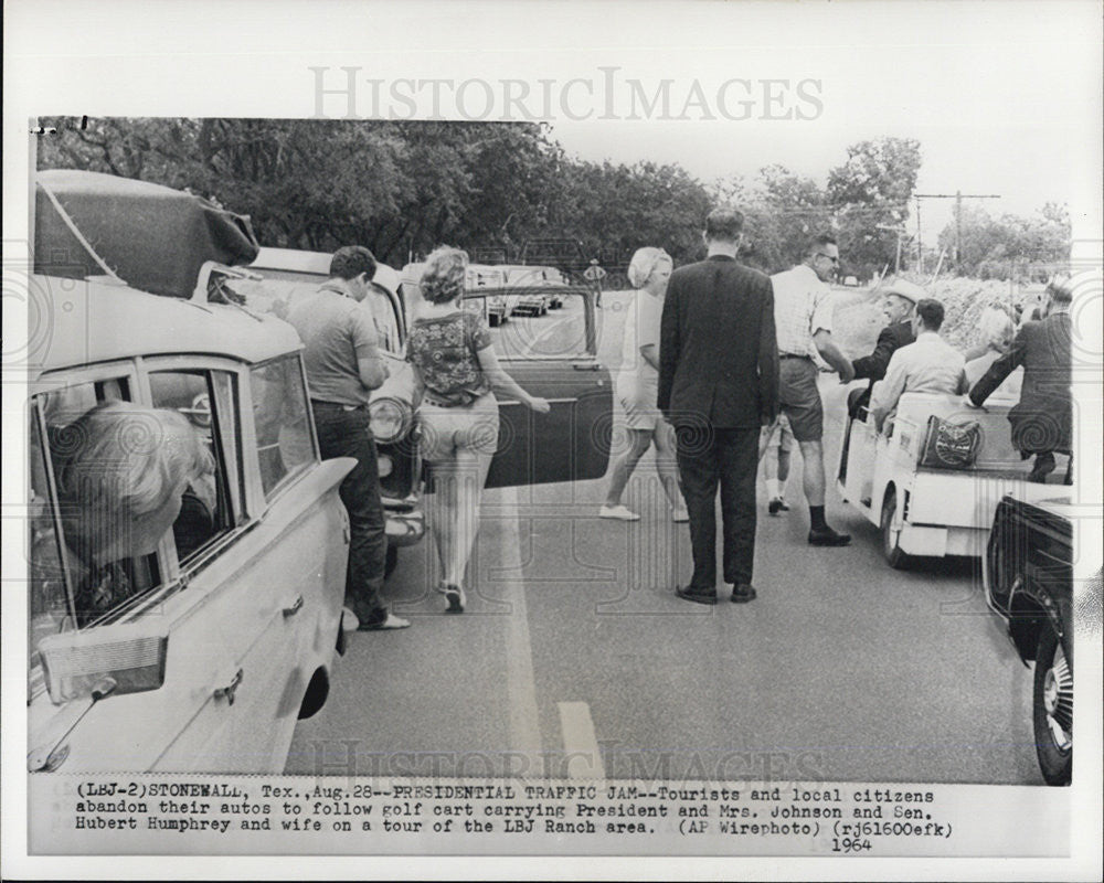 1964 Press Photo President and Mrs. Johnson, Seb. Hubert Humphrey and wife - Historic Images