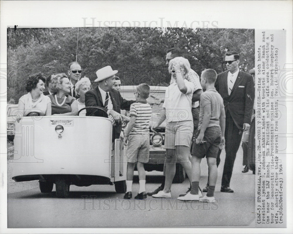 1964 Press Photo President and Mrs Johnson, Sen Hubert Humphrey and wife - Historic Images