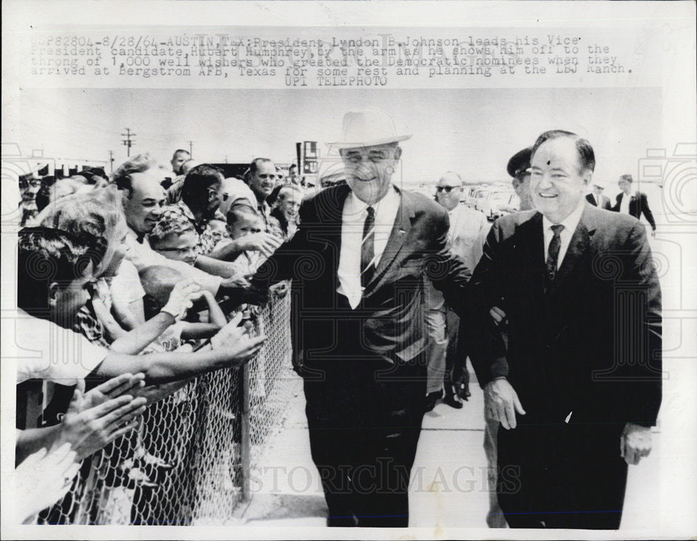 1964 Press Photo President Lyndon Johnson and Sen. Hubert Humphrey - Historic Images