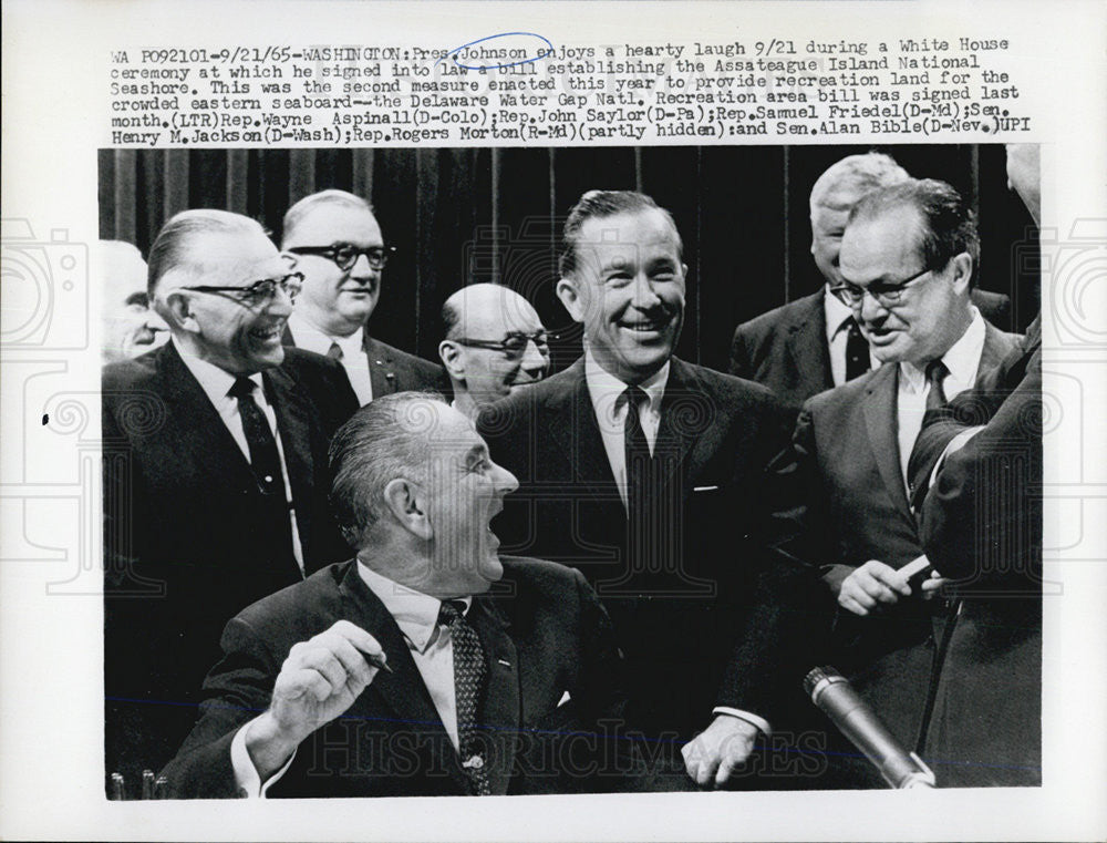 1965 Press Photo President Johnson, Wayne Aspinall, John Saylor, Samuel Friedel - Historic Images