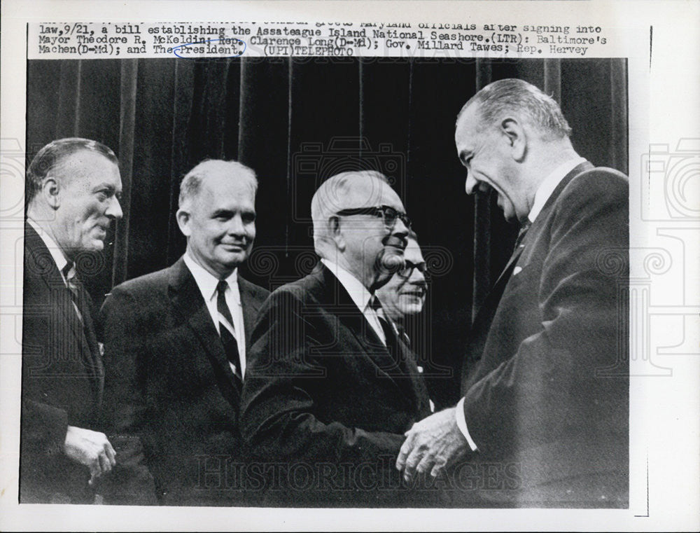 1965 Press Photo President Johnson, Mayor Theodore R. McKeldin - Historic Images