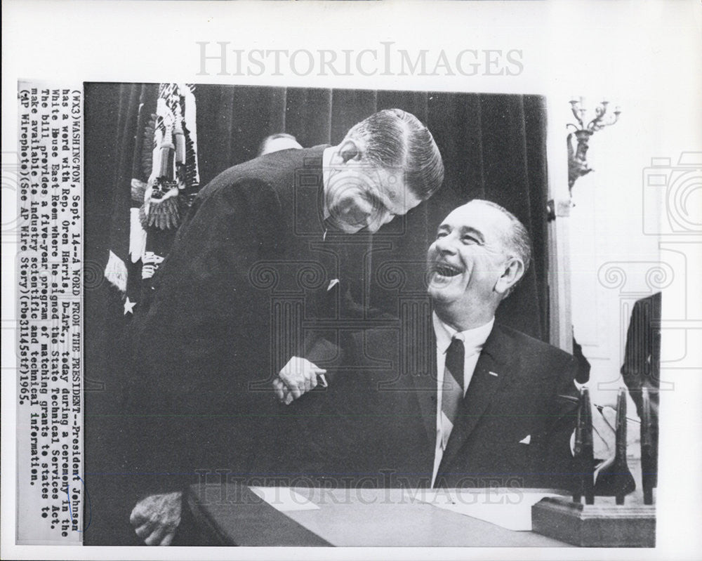 1965 Press Photo President Johnson and Rep. Oren Harris - Historic Images