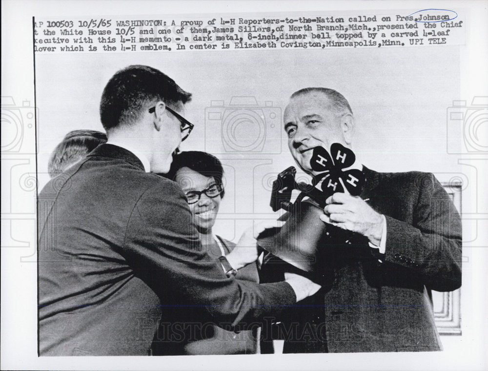 1965 Press Photo President Johnson, James Sillers and Elizabeth Covington - Historic Images