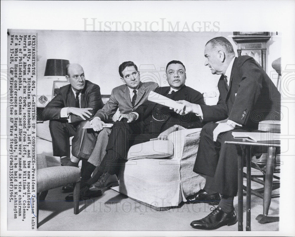 1965 Press Photo President Johnson, Atty. Gen. Nicholas Katzenbach - Historic Images