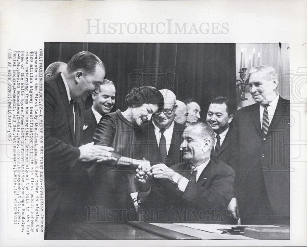 1965 Press Photo President and Mrs. Johnson, Sen. Jennings Randolph - Historic Images