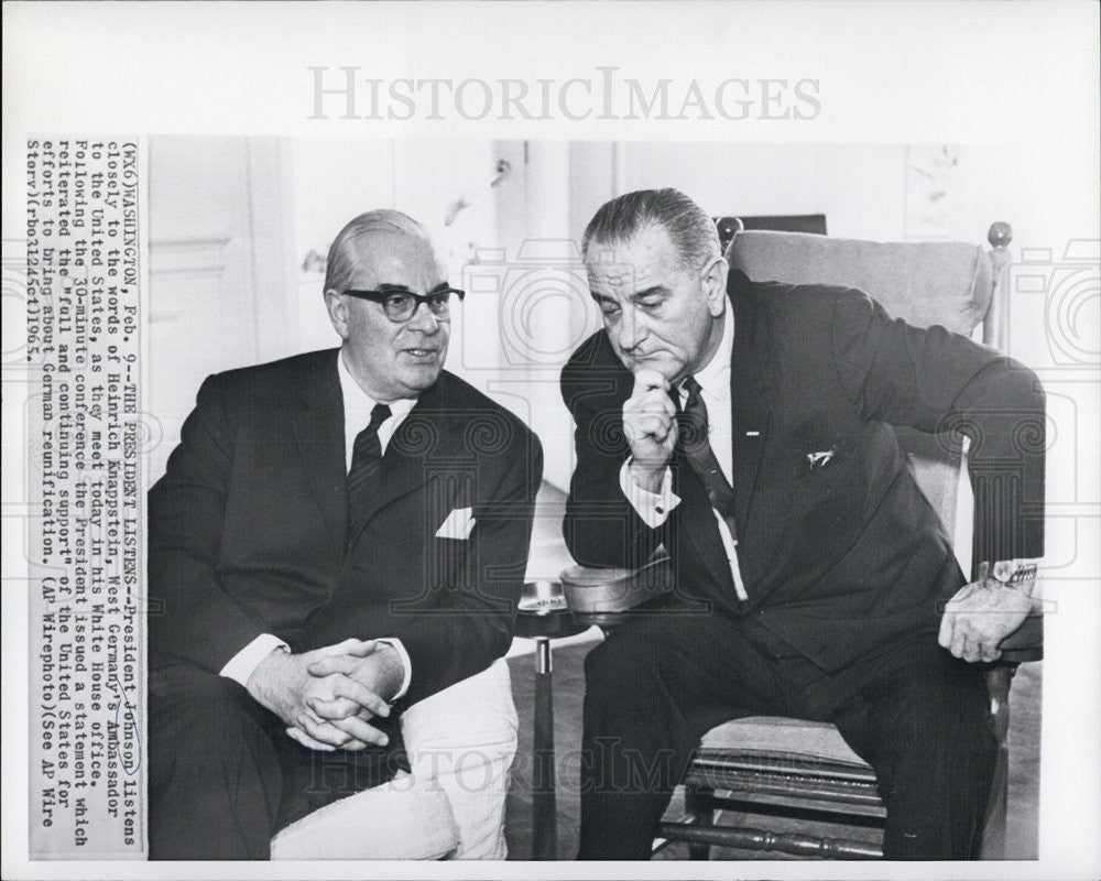 1965 Press Photo President Johnson and Heinrich Knappstein - Historic Images