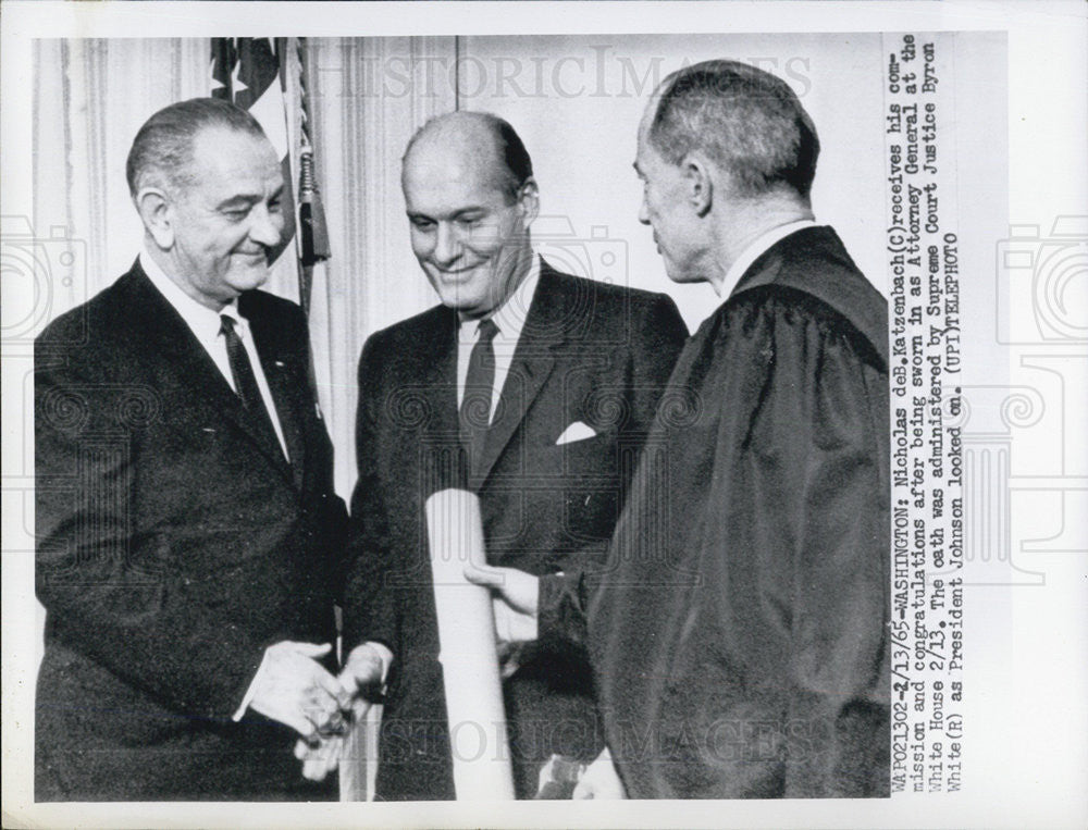 1965 Press Photo President Johnson, Nicholad D. Katzenbach and Judge Byron White - Historic Images