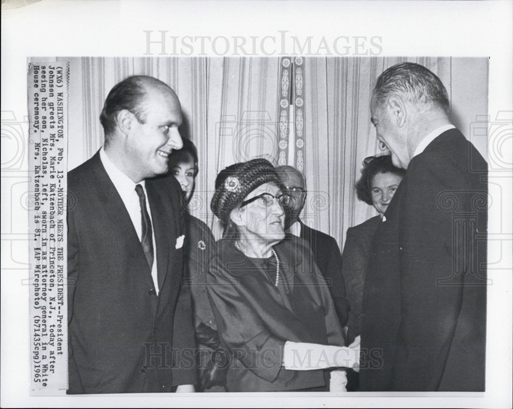 1965 Press Photo President Johnson and Mrs. Marie Katzenbach - Historic Images