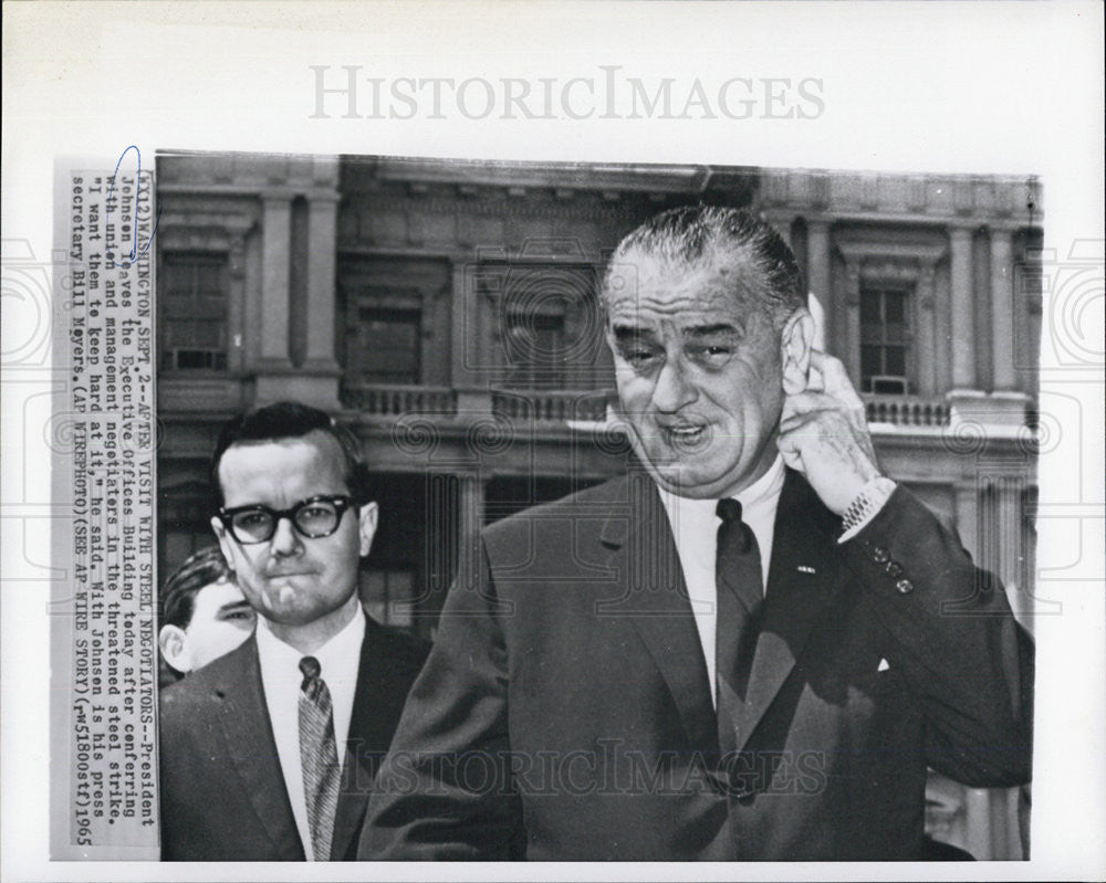 1965 Press Photo President Johnson and Bill Myers - Historic Images