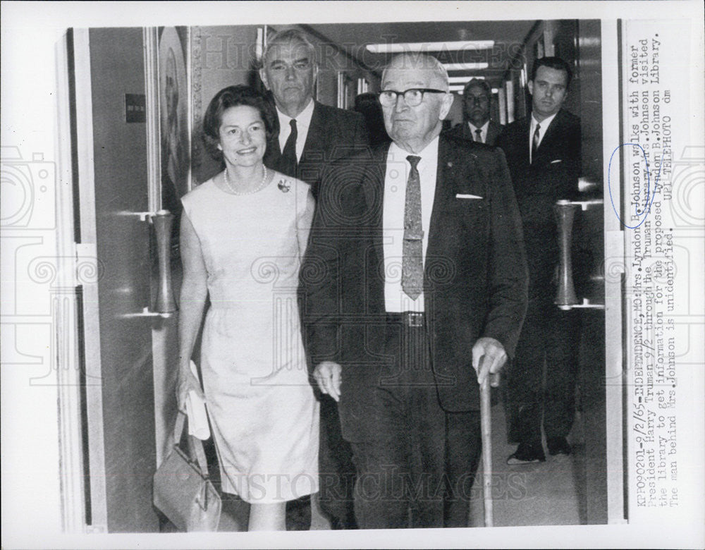 1965 Press Photo Mrs. Lyndon B. Johnson and Former President Harry Truman - Historic Images