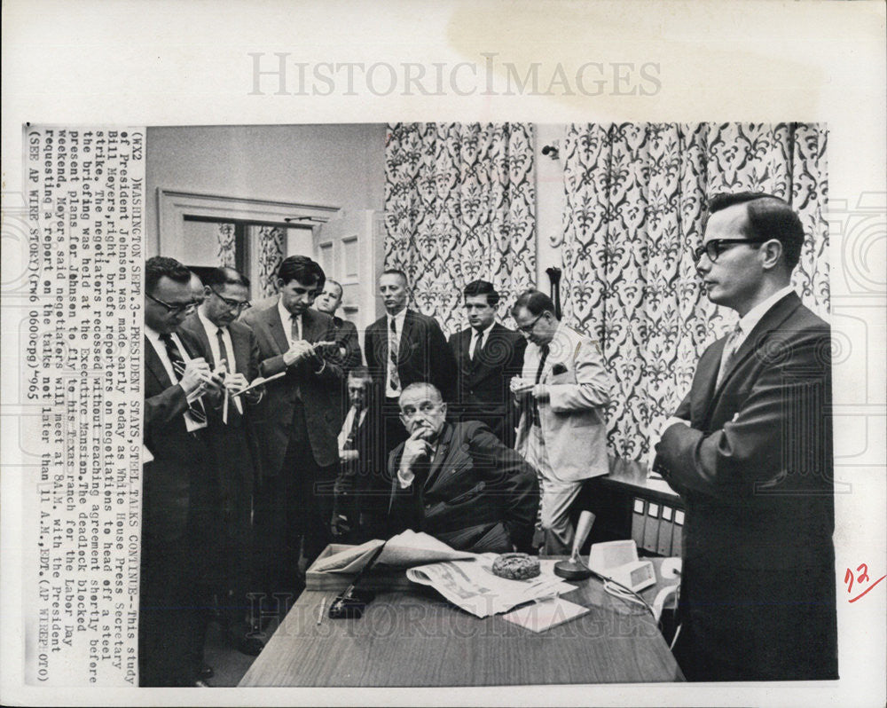 1965 Press Photo President Johnson and Bill Meyer - Historic Images