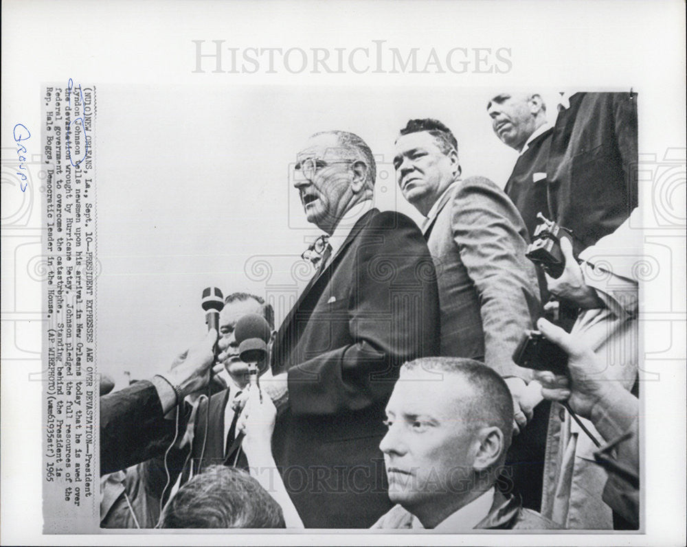 1965 Press Photo President Lyndon Johnson and Rep. Hale Boggs - Historic Images