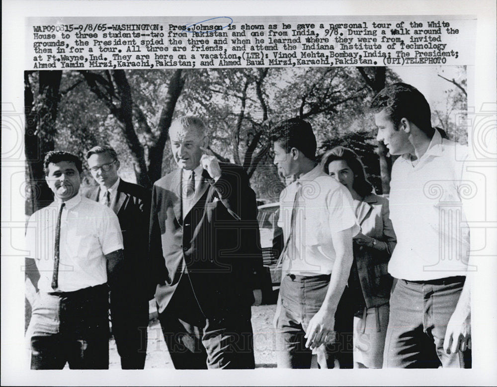 1965 Press Photo President Johnson, Vinod Mehta, Ahmed Yamin Mirzi - Historic Images