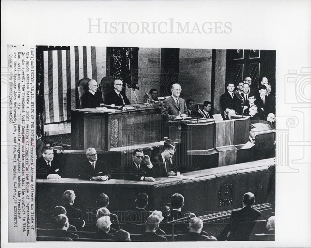 1966 Press Photo President Johnson, John McCormack, and Sen. Carl Hayden - Historic Images