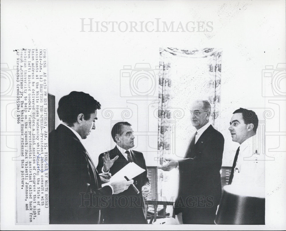 1966 Press Photo President Johnson, Richard Goodwin, Jack Valenti - Historic Images