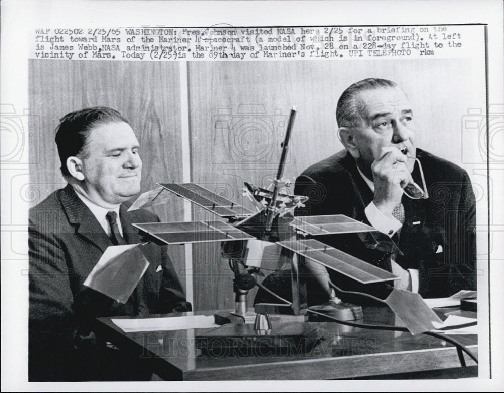 1965 Press Photo President Johnson, and James Webb - Historic Images