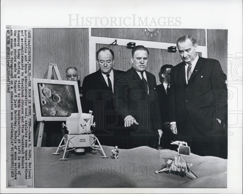 1965 Press Photo President Johnson, Vice President Humphrey and James E. Webb - Historic Images