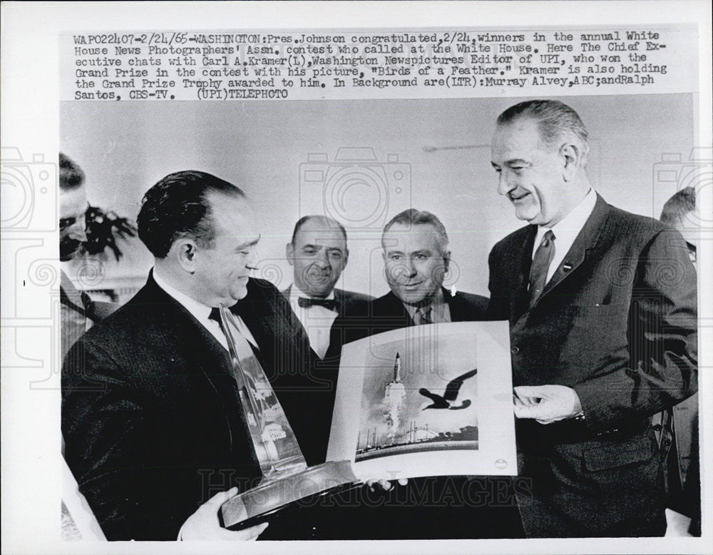 1965 Press Photo President Johnson, Carl  Cramer, Murray Alvey and Ralph Santos - Historic Images