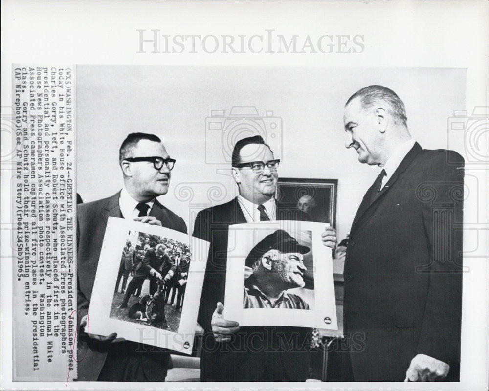 1965 Press Photo President Johnson, Charles Gorrey and Robert Schultz - Historic Images