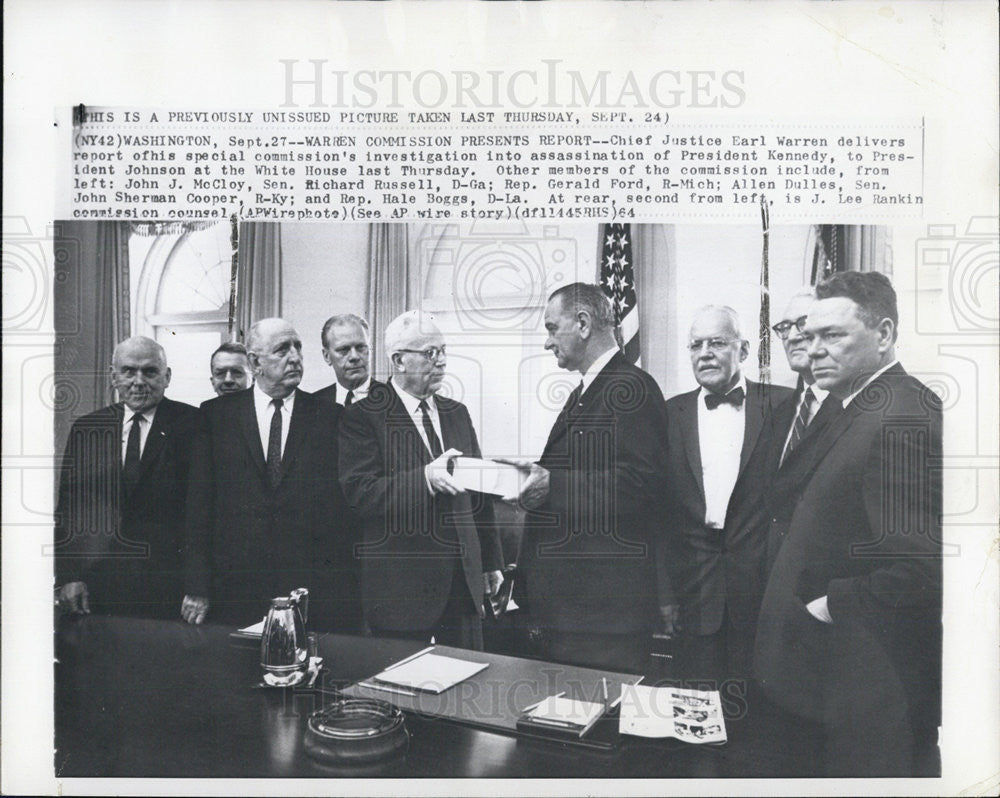 1964 Press Photo President Johnson, John J. McCloy, Sen. Richard Russell - Historic Images