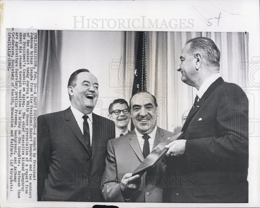 1965 Press Photo President Johnson, Vice President, &amp; Two Members of Cabinet - Historic Images