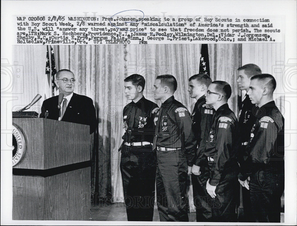 1965 Press Photo President Johnson, Mark S. Hochberg, James H. Pooley - Historic Images