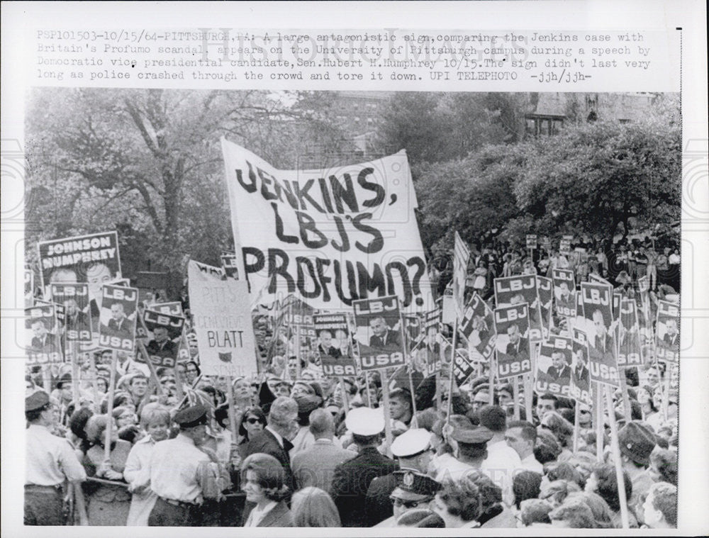 1964 Press Photo Speech during a Presidential campaign by Hubert Humphrey - Historic Images