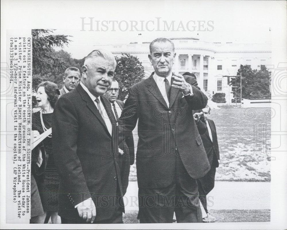 1964 Press Photo President Johnson and Prime Minister Bjarni Benediktsson - Historic Images