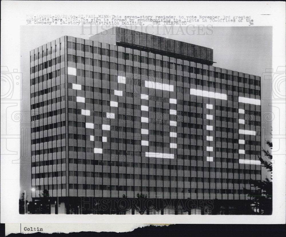 1964 Press Photo Building Reminds St. Paul Residents to vote - Historic Images