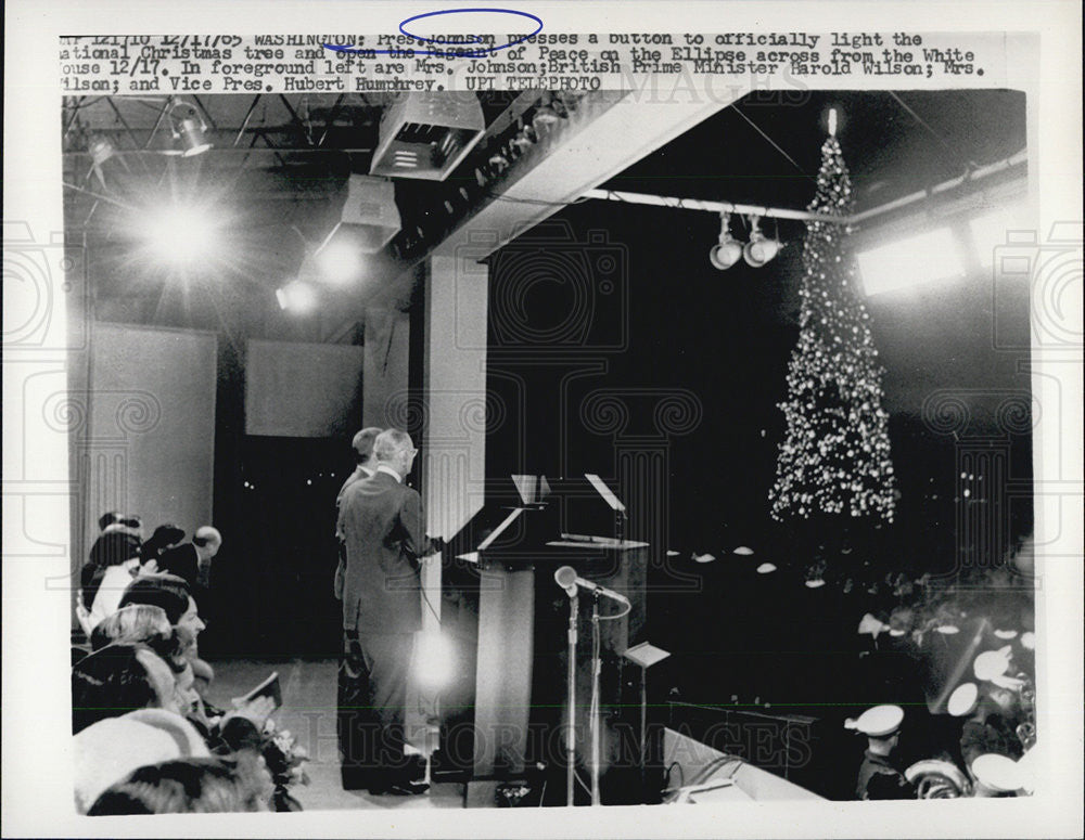 1965 Press Photo President and Mrs. Johnson, Prime Minister Harold Wilson - Historic Images