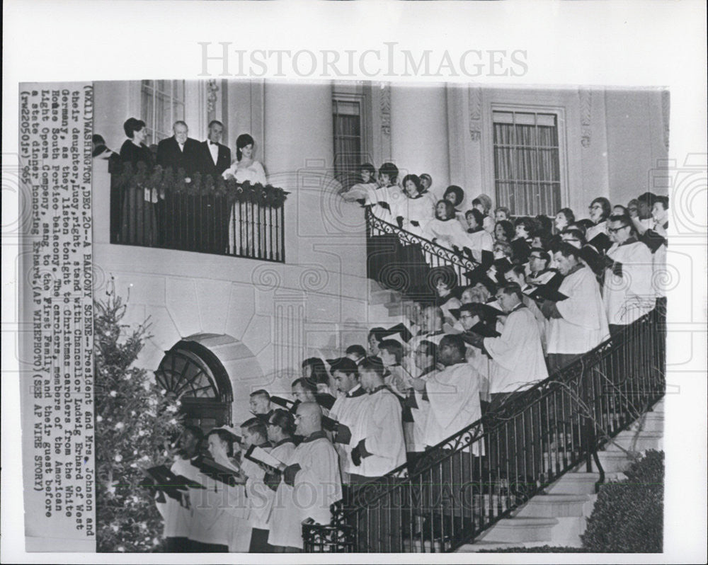 1965 Press Photo President and Mrs. Johnson and Chancellor Ludwig Erhard - Historic Images