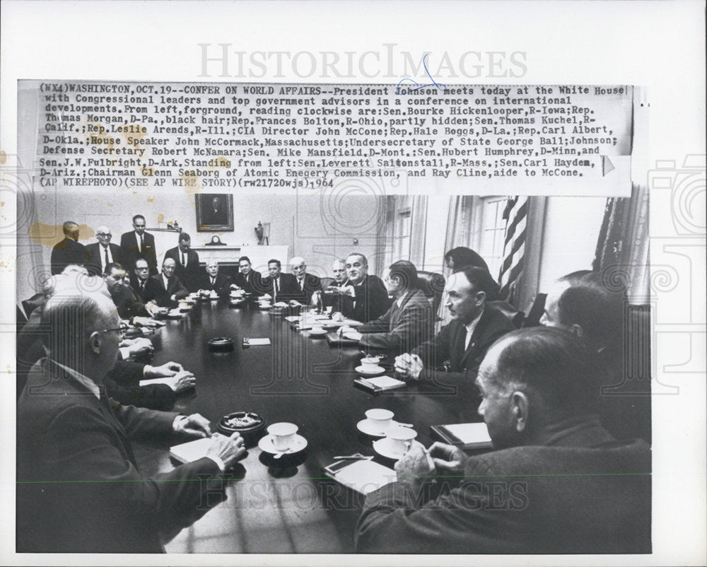 1964 Press Photo President Johnson meets with Congressional leaders - Historic Images